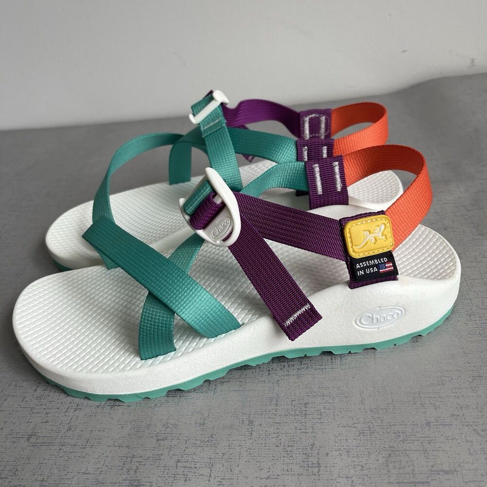 Chaco Women's Aura Z/1 Adjustable Strap Wide-Width Sandal 9 Wide - Green /White - Picture 1 of 12